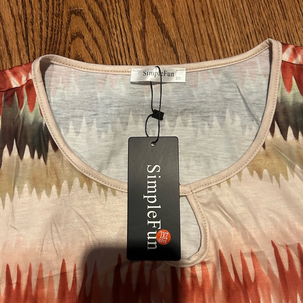 Simple White and Orange Sleeveless Sundress 2XL - Picture 2 of 2
